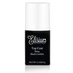 Верхнее покрытие для гибридных лаков Black Confetti, 9 г Elisium, Top Coat Shiny Elisium