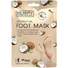 Смягчающая маска для ног, кокосовое масло, 1 пара Beauty Formulas, Foot Mask