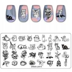 Пластина для штампов для ногтей с узорами кошек, Frezarkowo