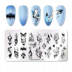 Штамп для дизайна ногтей с изображением животных Nicole Diary-199, Frezarkowo