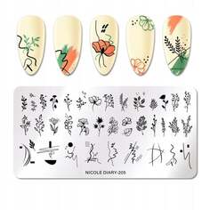 Пластина для штампа для ногтей LEAVES FLOWERS, Frezarkowo