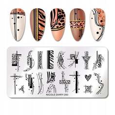 Пластина для штампов для ногтей Leopard Zebra Nicole Diary-283, Frezarkowo