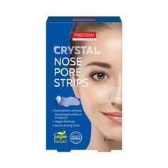 Веганские очищающие полоски для носа, 6 шт. Purederm, Crystal Nose Pore Strips