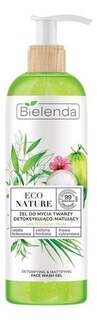 Детоксицирующий и матирующий гель для умывания, кокосовая вода, зеленый чай и лемонграсс, 200 г Bielenda, Eco Nature