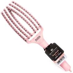 Щетка для волос с кабаньей щетиной, облегчает расчесывание, не вырывается. Olivia Garden Finger Brush Pastel Pink Pink