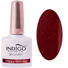 Гибридный лак Indigo Happy Birthday Happy Birthday бордовый 7мл стойкий крем, не заливает кожу, глубокий цвет