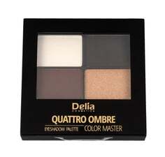 Тени для век Quattro Ombre № 404 Золотой Delia Cosmetics, Color Master, серый