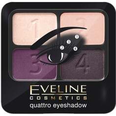 Палитра из 4 теней для век, № 07 Eveline Cosmetics, Quattro, розовый