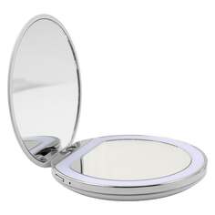 Зеркало карманное с регулируемой светодиодной подсветкой (USB), белый Maquillage, AILORIA, серебро