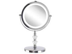 Косметическое зеркало со светодиодной подсветкой ø 20 см серебро LAON, Beliani, серебро