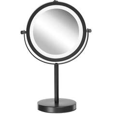 Косметическое зеркало со светодиодной подсветкой ø 17 см, черное TUCHAN, Beliani, черный