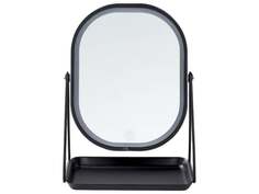 Косметическое зеркало LED 20 x 22 см серебро DORDOGNE, Beliani, черный