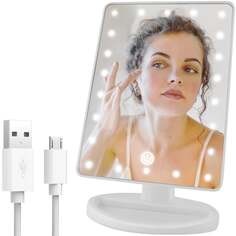 Косметическое зеркало для макияжа со светодиодной подсветкой Soulima, белый