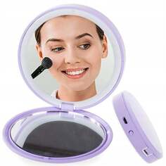 Косметическое зеркало для макияжа со светодиодной подсветкой VERK GROUP, фиолетовый
