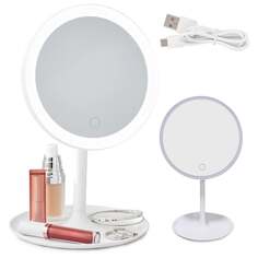 Косметическое зеркало со светодиодной подсветкой для макияжа., VERK GROUP, белый