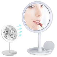 Косметическое зеркало для макияжа со светодиодным вентилятором, VERK GROUP, белый