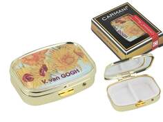 Прямоугольная коробочка для таблеток с зеркалом - В. Ван Гог, Подсолнухи (CARMANI)