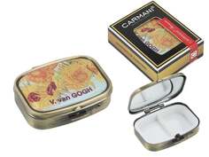 Прямоугольная коробочка для таблеток с зеркалом - В. Ван Гог, Подсолнухи (CARMANI)