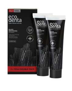 Черная отбеливающая зубная паста с углем 2х100мл Ecodenta, Black Whitening Toothpaste