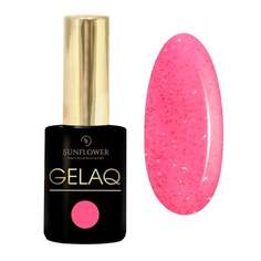 Гибридный лак для ногтей с блестками № 165 UV — кораллово-розовый с блестками Gelaq, SUNFLOWER