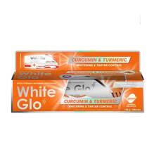 Отбеливающая зубная паста с куркумином и куркумой 150г/100мл + зубная щетка White Glo, Curcumin &amp; Turmeric Toothpaste