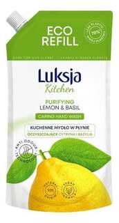 Люкся, Кухня, Очищающее жидкое мыло для кухни Лимон и Базилик, 400 мл, Luksja