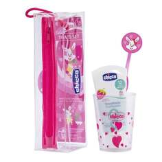 Детский дорожный набор Chicco Зубная паста, зубная щетка, розовая чашка 3л+ 3706