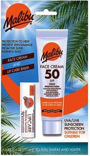 Набор крема для лица Malibu SPF50 + губная помада SPF30 Malibu'