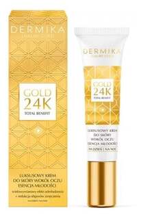 Роскошный крем для кожи вокруг глаз дневной и ночной 15мл Dermika Luxury Gold Essence of Youth 24K Total Benefit