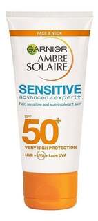 Защитный крем для кожи лица и глаз SPF50+, 50 мл Garnier, Ambre Solaire Sensitive Advanced Face Protection