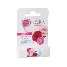 Защитный бальзам для губ, роза, 3,8 г Flora