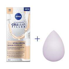 Сыворотка-основа Hyaluron Cellular Filler, легкая, 30 мл + спонж Nivea