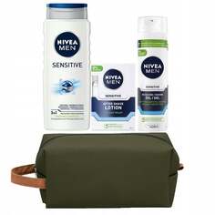 Набор косметики для тела и лица, 2 шт + косметичка Nivea Men Sensitive