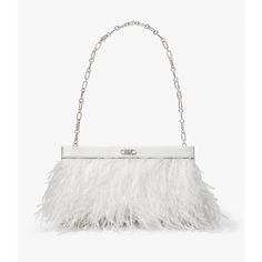 Клатч Michael Michael Kors Tabitha Large Feather Embellished Leather, белый