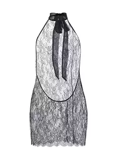 Ночная рубашка из кружева с воротником халтер Kiki De Montparnasse, черный Kiki De Montparnasse