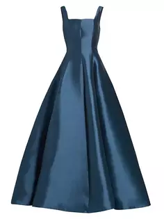 Платье А-силуэта с квадратным вырезом из Микадо Amsale, синий