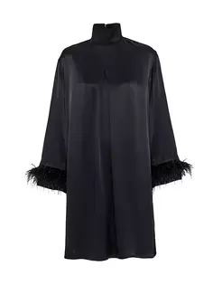 Мини-платье-рубашка с перьями Sleeper, черный