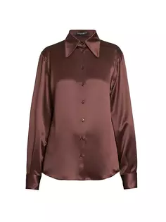 Шелковая блузка на пуговицах спереди Dolce&amp;Gabbana, цвет dark brown