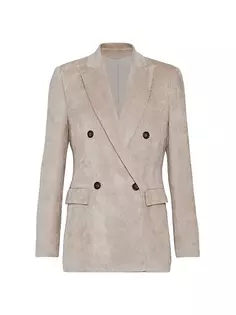 Чеканный вельветовый пиджак с монили Brunello Cucinelli, цвет warm beige
