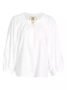 Хлопковая блузка с вышивкой Cristina Figue, белый