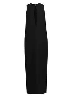 Платье макси из смесовой шерсти Kim Keyhole Brandon Maxwell, черный