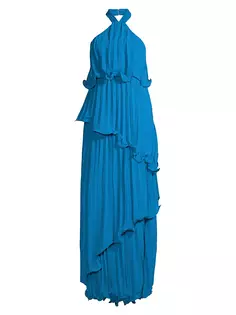 Плиссированное платье с лямкой-бретелькой Georgette One33 Social, синий