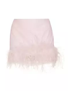 Мини-юбка из искусственной кожи с отделкой перьями Magnolia Lamarque, цвет pink parasol