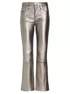 Кожаные брюки цвета металлик Le Crop Mini Boot Frame, цвет silver