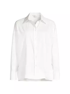 Рубашка свободного кроя из поплина на пуговицах Max Mara Leisure, белый