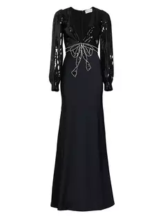 Платье из атласного крепа Lane с пайетками Sachin &amp; Babi, черный