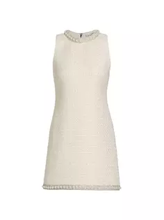 Твидовое мини-платье Coley с украшением Alice + Olivia, цвет off white