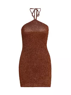 Блестящее мини-платье со сборками Zeynep Arçay, цвет copper