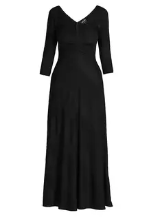 Платье миди в диагональную полоску Giorgio Armani, черный