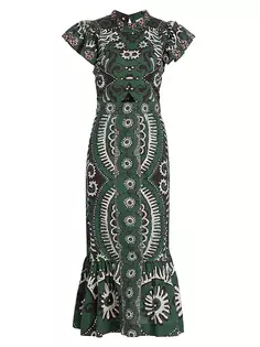 Платье макси Charlough с геометрическим вырезом Sea, зеленый